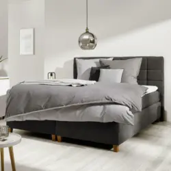 Boxspringbett 'Jerry' inkl. Topper,ca180x200cm, dunkelgrau