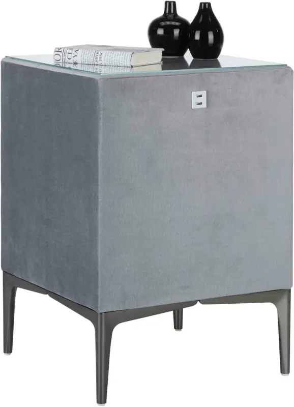 Nachtkästchen in Grau aus Stoff