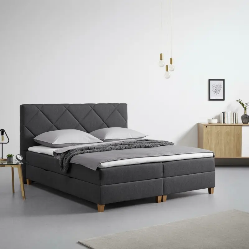 Boxspringbett 'Marcello' inkl. Topper, ca.180x200cm, grau