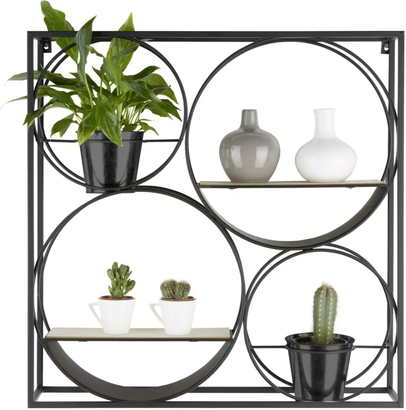 Wandregal Schwarz/Naturfarben