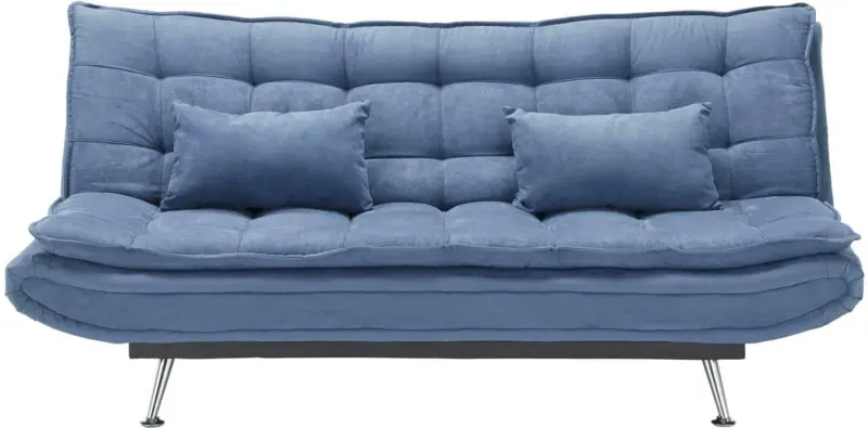 Schlafsofa in Dunkelblau mit Kissen