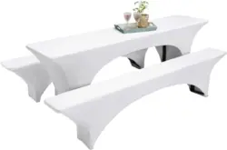 Bierbankauflage Erik in Weiß, 3-teilig