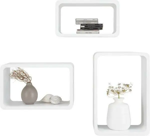 Wandregalset Weiß Hochglanz