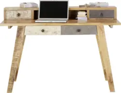 Schreibtisch in Braun/Weiß Mangoholz