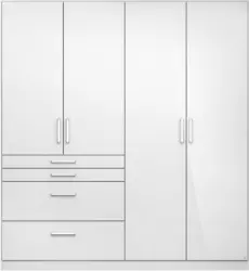 Drehtürenschrank in Weiß Hochglanz