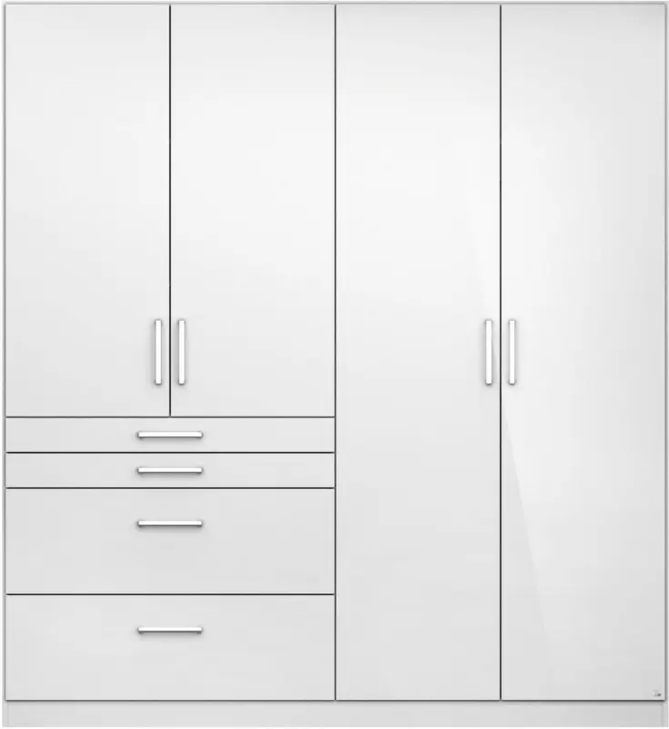 Drehtürenschrank in Weiß Hochglanz