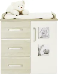 Wickelkommode Weiß/Naturfarben