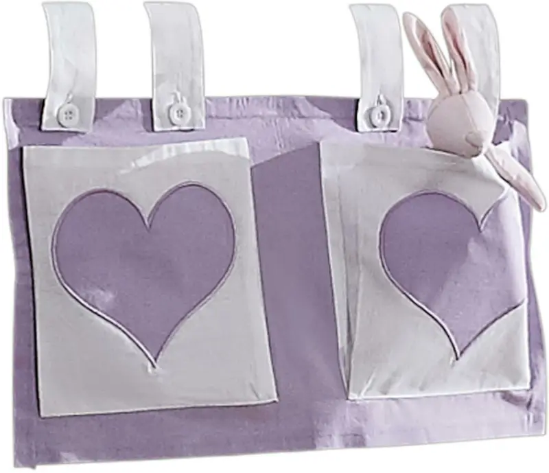 Betttasche in Weiß/Flieder