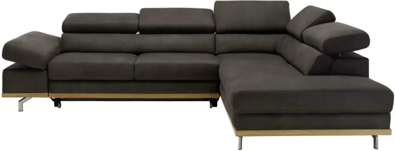 Wohnlandschaft in Dunkelgrau mit Bettfunktion