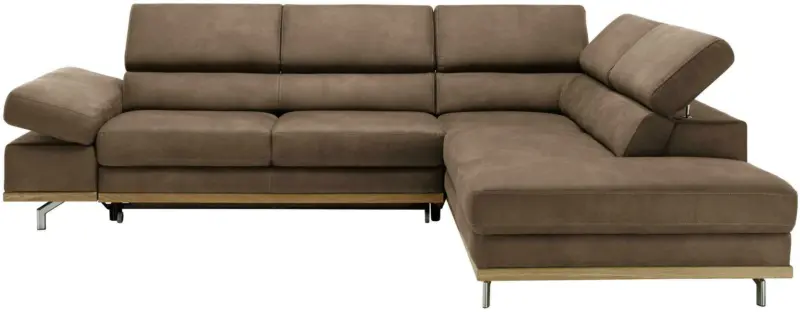 Wohnlandschaft in Braun mit Bettfunktion