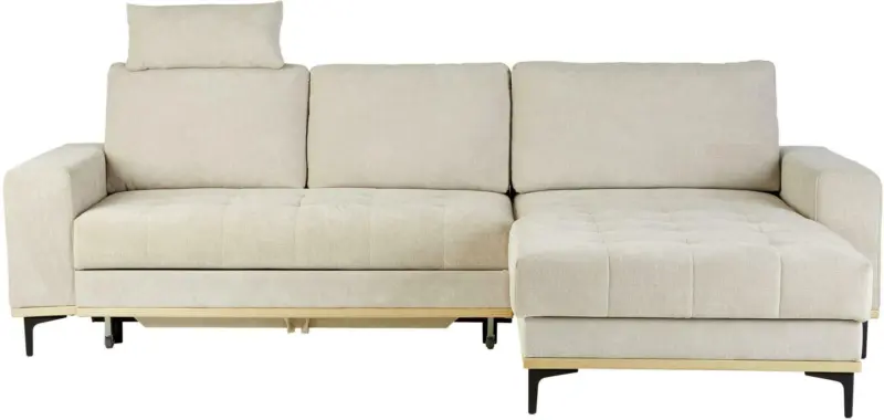 Wohnlandschaft in Beige mit Schlaffunktion