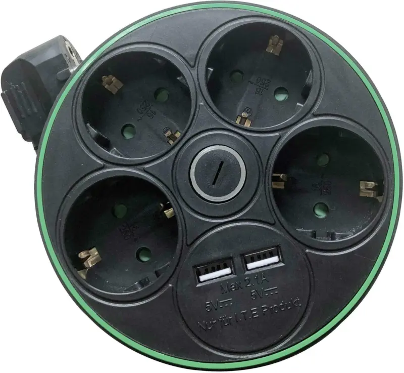 Kabeltrommel Jake Grün/Schwarz ca. 1,4m