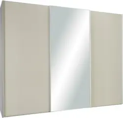 Schwebetürenschrank in Hellgrau/Sandfarben