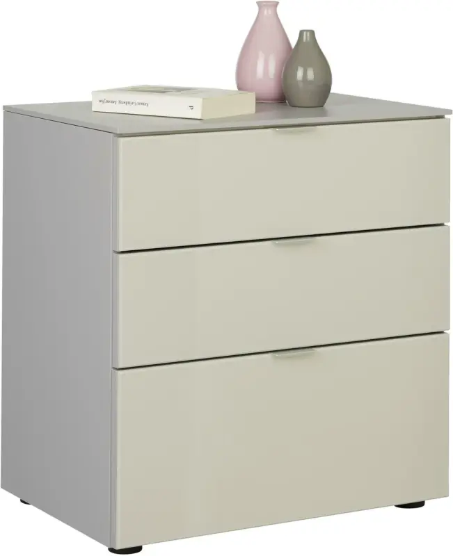 Nachtkästchen in Hellgrau/Sandfarben