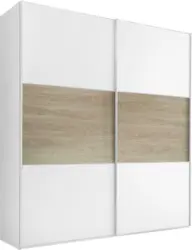 Schwebetürenschrank Includo B:225cm Weiß/Puccini Dekor