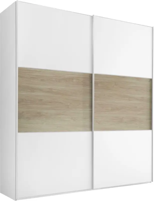 Schwebetürenschrank Includo B:225cm Weiß/Puccini Dekor