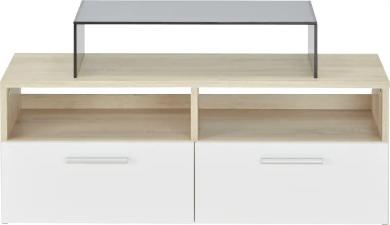 Lowboard in Weiß/Eichefarben