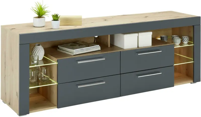 Lowboard in Eichefarben/Grau