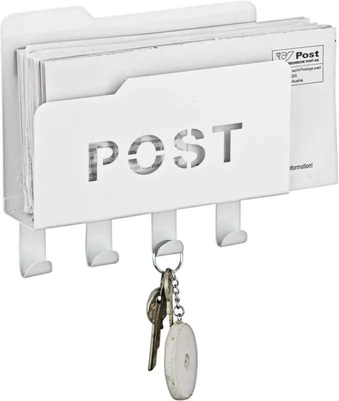 Briefablage aus Metall in Weiß