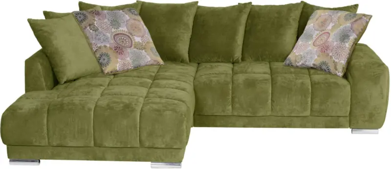 Wohnlandschaft in Grün mit Bettfunktion