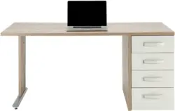 Schreibtisch in Weiß/Eichefarben