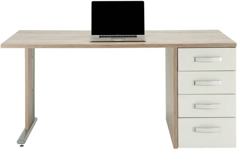 Schreibtisch in Weiß/Eichefarben