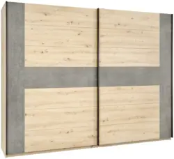 Schwebetürenschrank in Betonoptik/Artisan Eiche