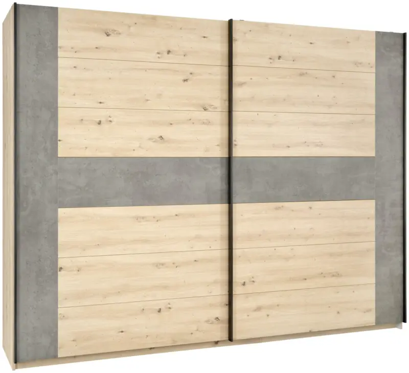 Schwebetürenschrank in Betonoptik/Artisan Eiche