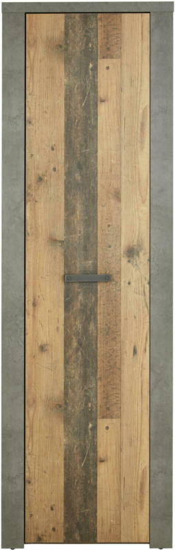 Garderobenschrank in Beton- und Holzoptik