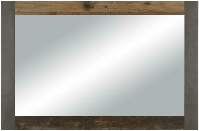 Wandspiegel in Beton- und Holzoptik