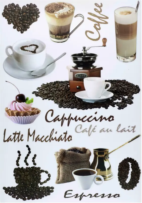 Dekosticker Kaffee in Braun, 2-teilig