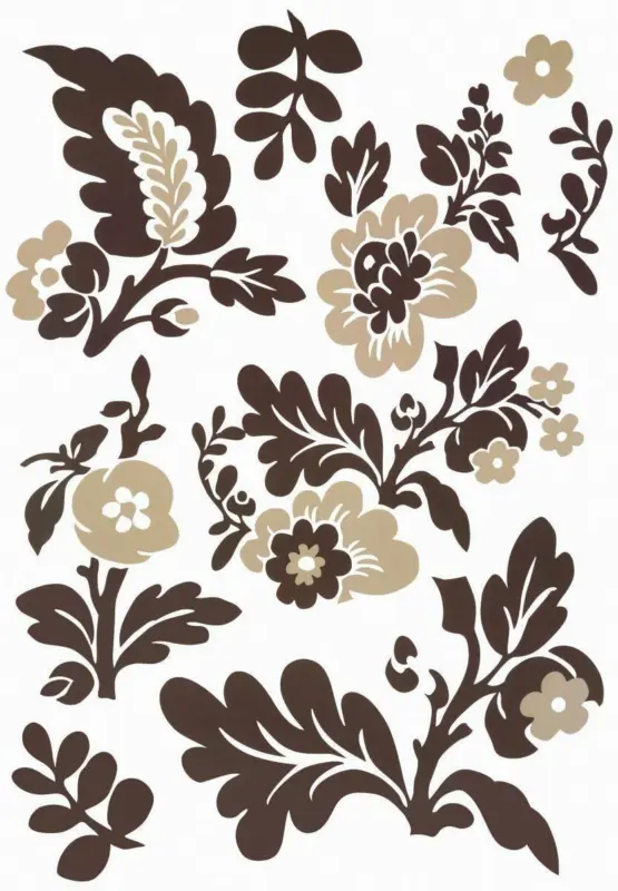Dekosticker Blumen in Braun/Beige