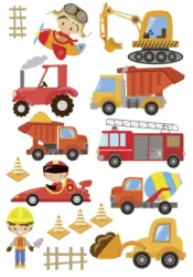 Dekosticker Fahrzeuge in Bunt