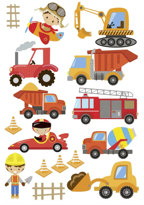 Dekosticker Fahrzeuge in Bunt