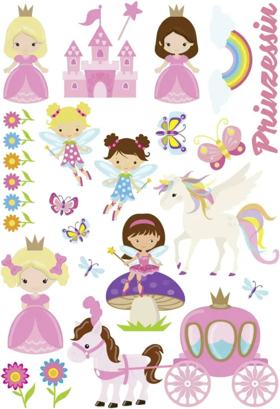 Dekosticker Prinzessin in Bunt