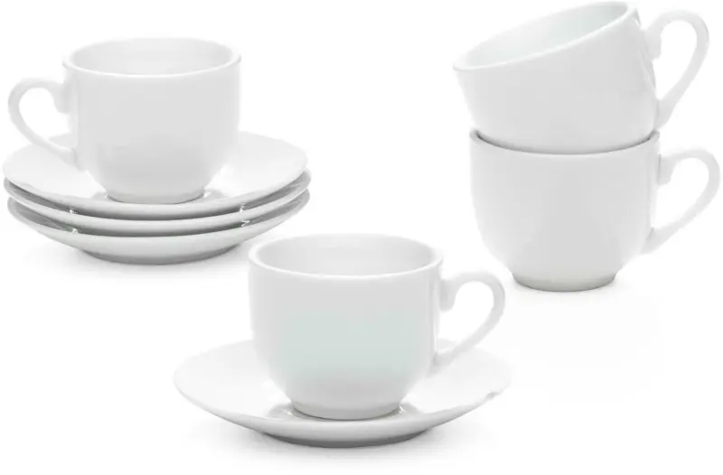 Espressotasse mit Untertasse Billy aus Porzellan, 4er Set