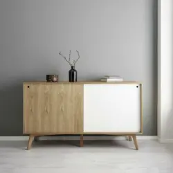 Sideboard 'Jillian', eschefarben/weiß