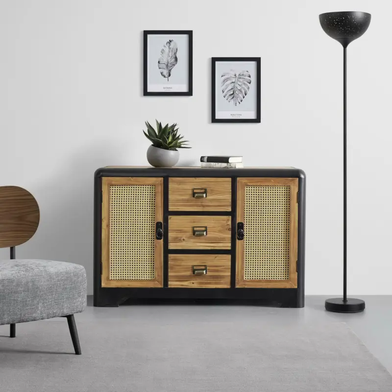 Sideboard 'Travis', schwarz/braun