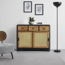 Sideboard 'Travis', schwarz/braun