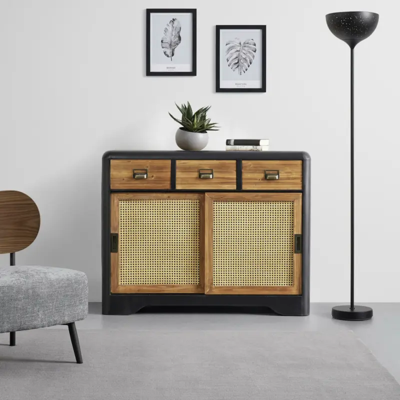 Sideboard 'Travis', schwarz/braun