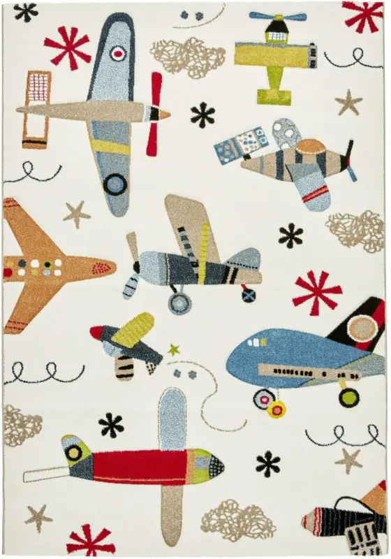 Kinderteppich Flugzeug in Bunt ca. 120x170cm