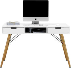 Schreibtisch in Weiß/Braun Massiv