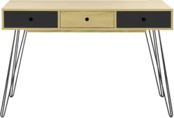 Schreibtisch in Naturfarben/Schwarz