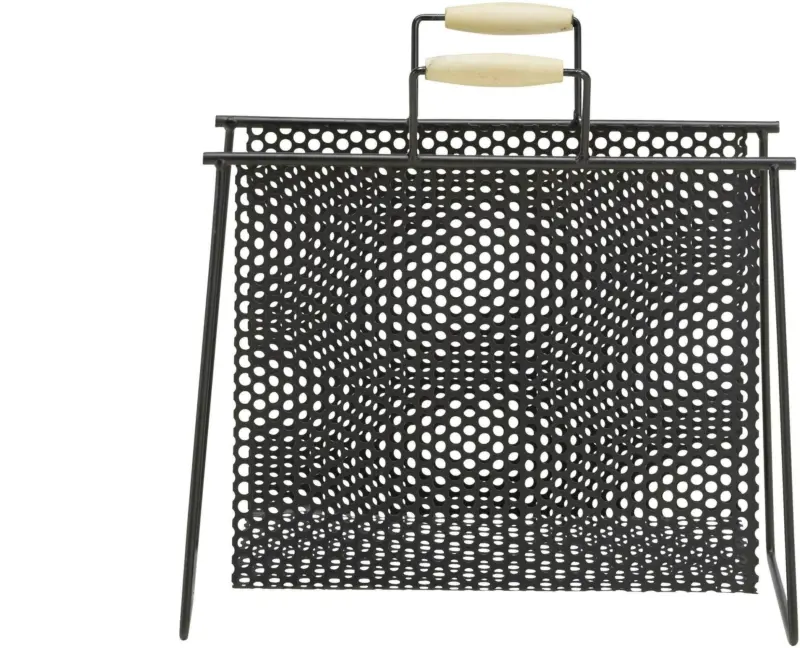 Zeitungsständer in Schwarz/Naturfarben