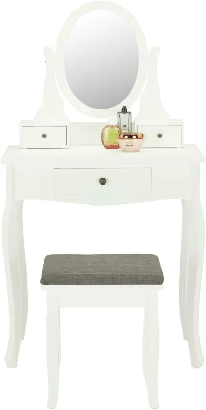 Schminktisch in Weiß mit Hocker