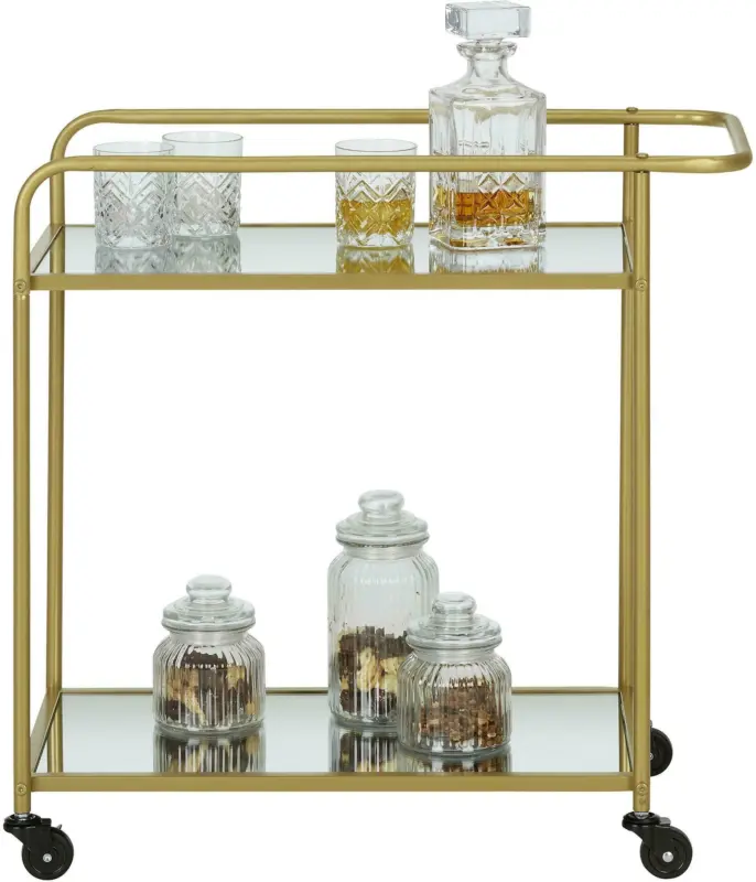 Servierwagen aus Metall in Goldfarben