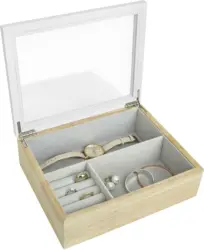 Schmuckbox Flora in Hellbraun/Weiß