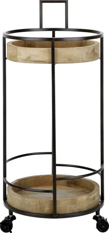 Servierwagen in Schwarz/Naturfarben