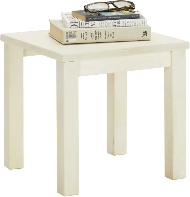Nachtkästchen in Weiß aus Massiv Holz