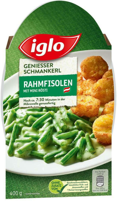 Iglo Genießer Schmankerl Marchfelder Rahmfisolen mit Mini Rösti